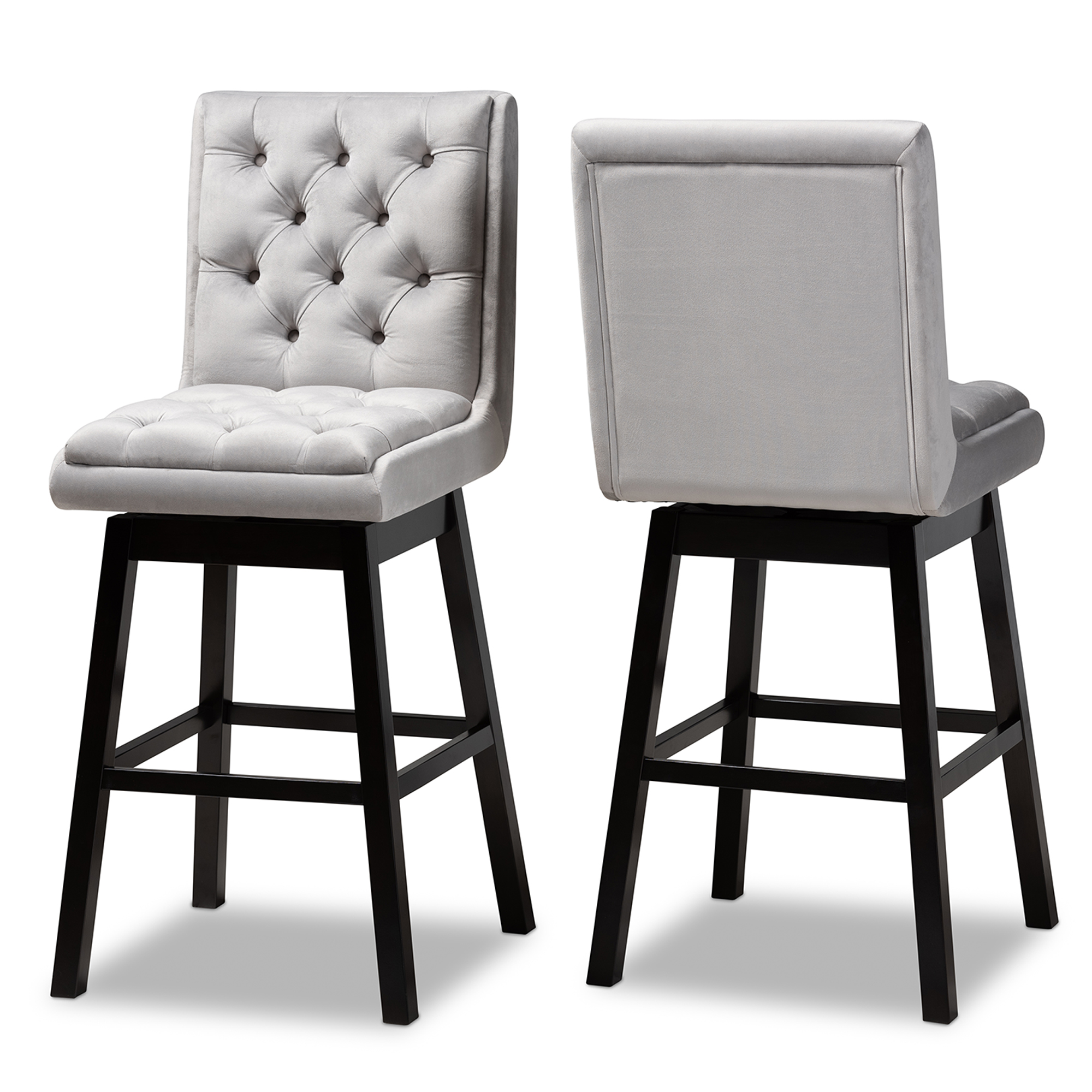 Grey velvet deals swivel bar stools